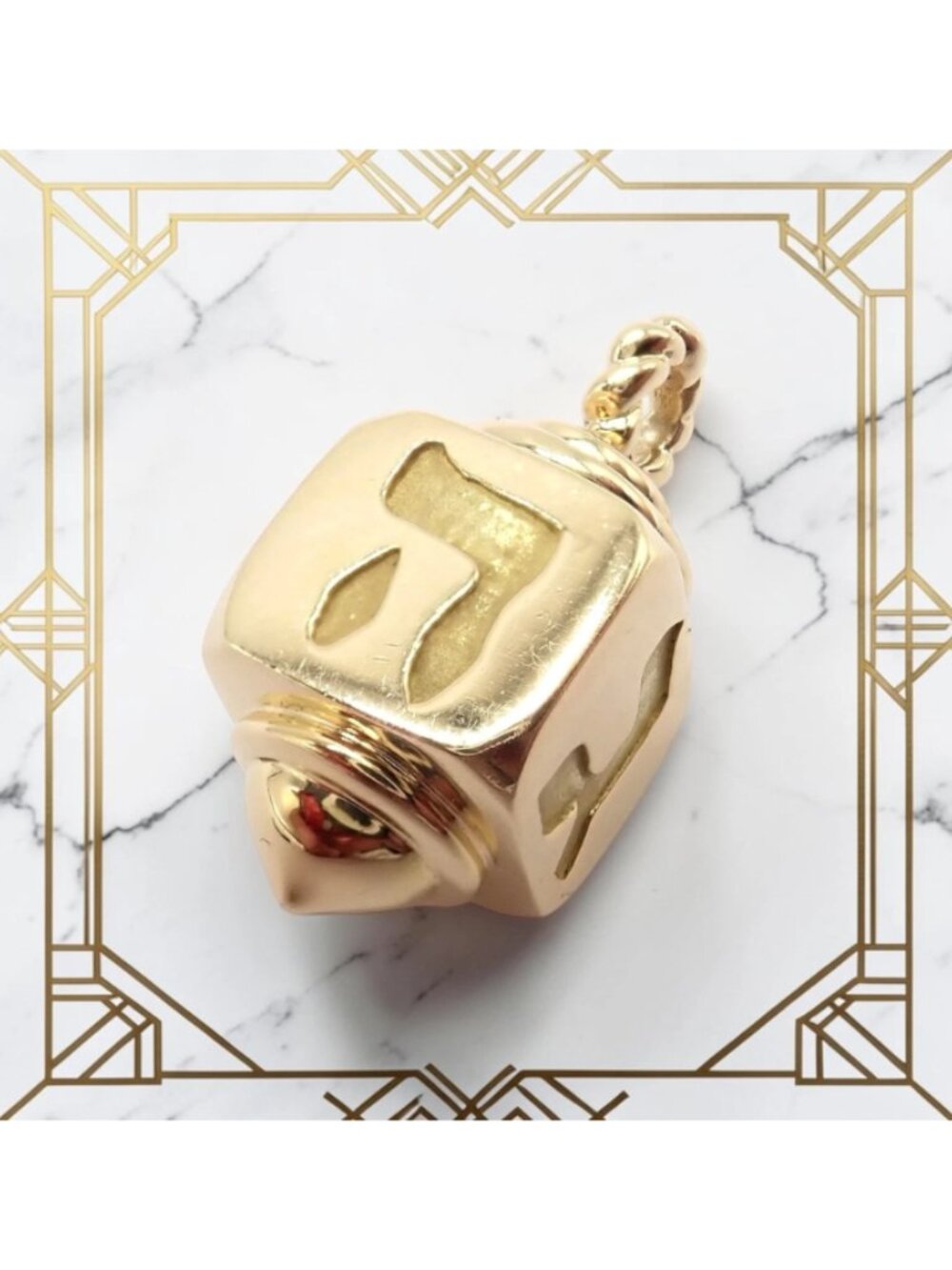 Ultra Rare Vintage Tiffany & Co. 18k Yellow Channukah Dreidel Charm Pendant - Picture 2 of 9